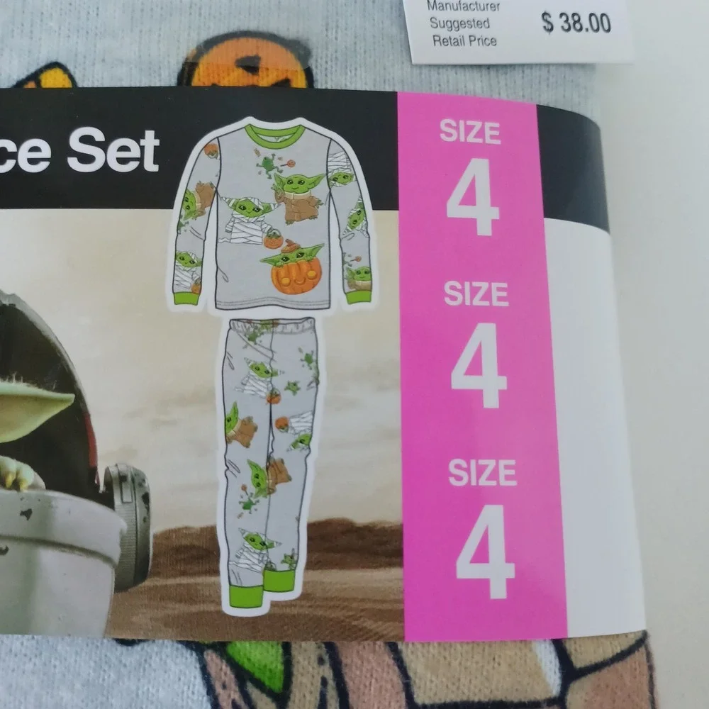 Kids Halloween 2-piece‎ PJ Pajama Set Star Wars Mandalorian Size 4 Unisex NWT